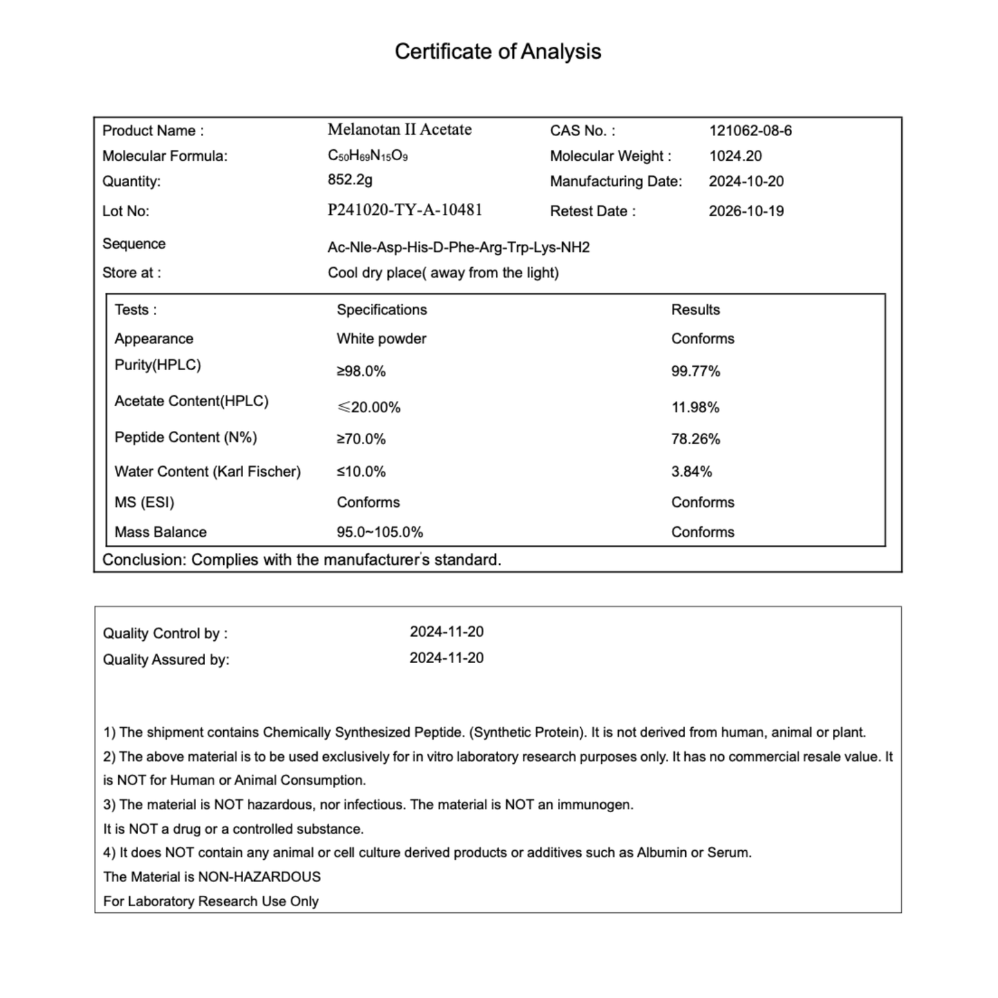 MT2 NASAL 10MG : Research Only