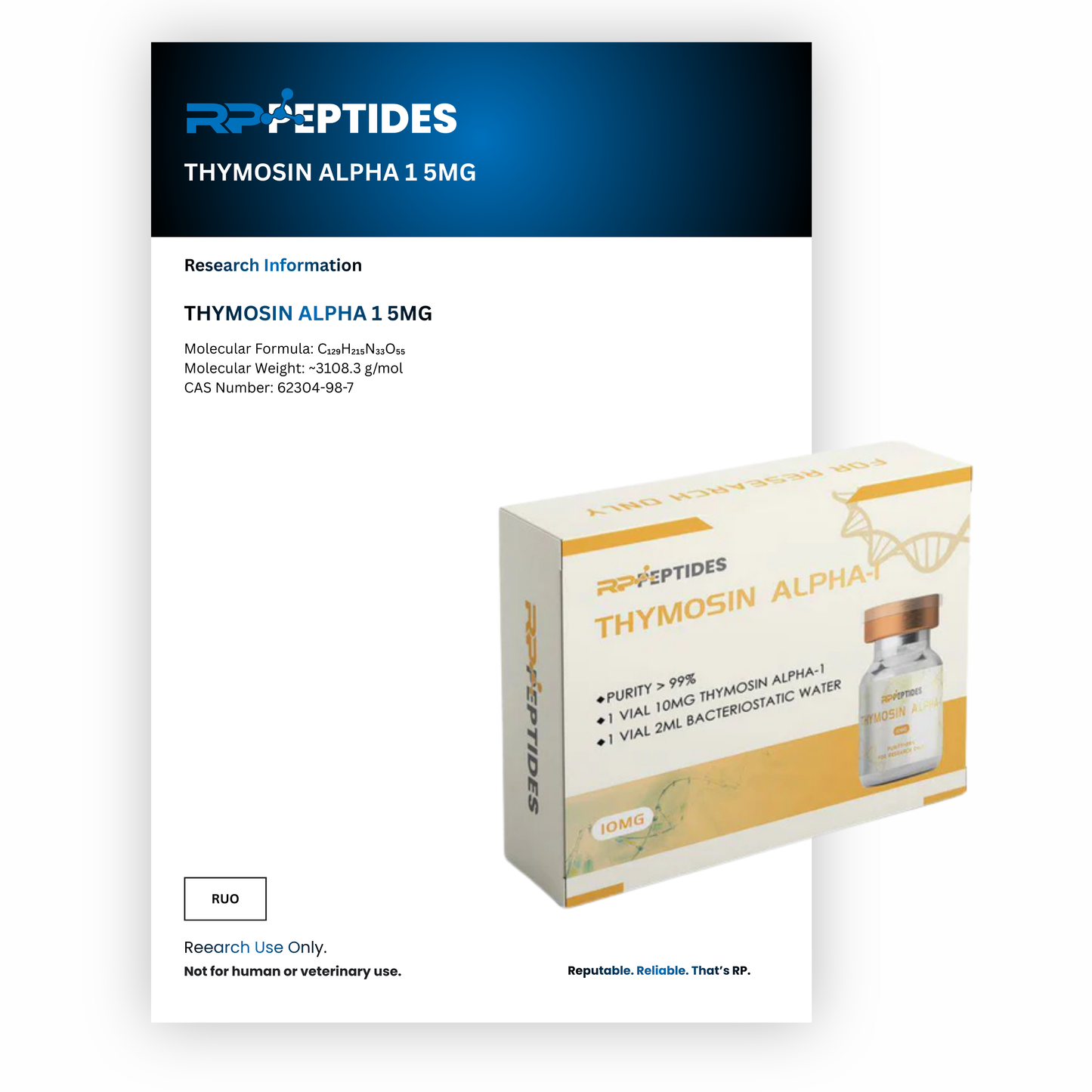 THYMOSIN ALPHA 1 5MG : Research Only