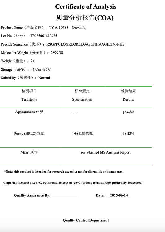 Orexin B 5mg :  Research Only