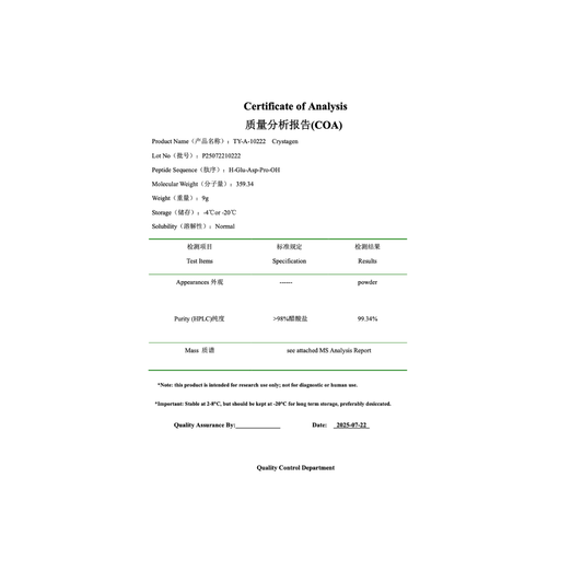 Crystagen 20mg : Research Only
