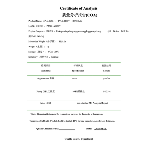 FOXO4-DRI 10mg : Research Only
