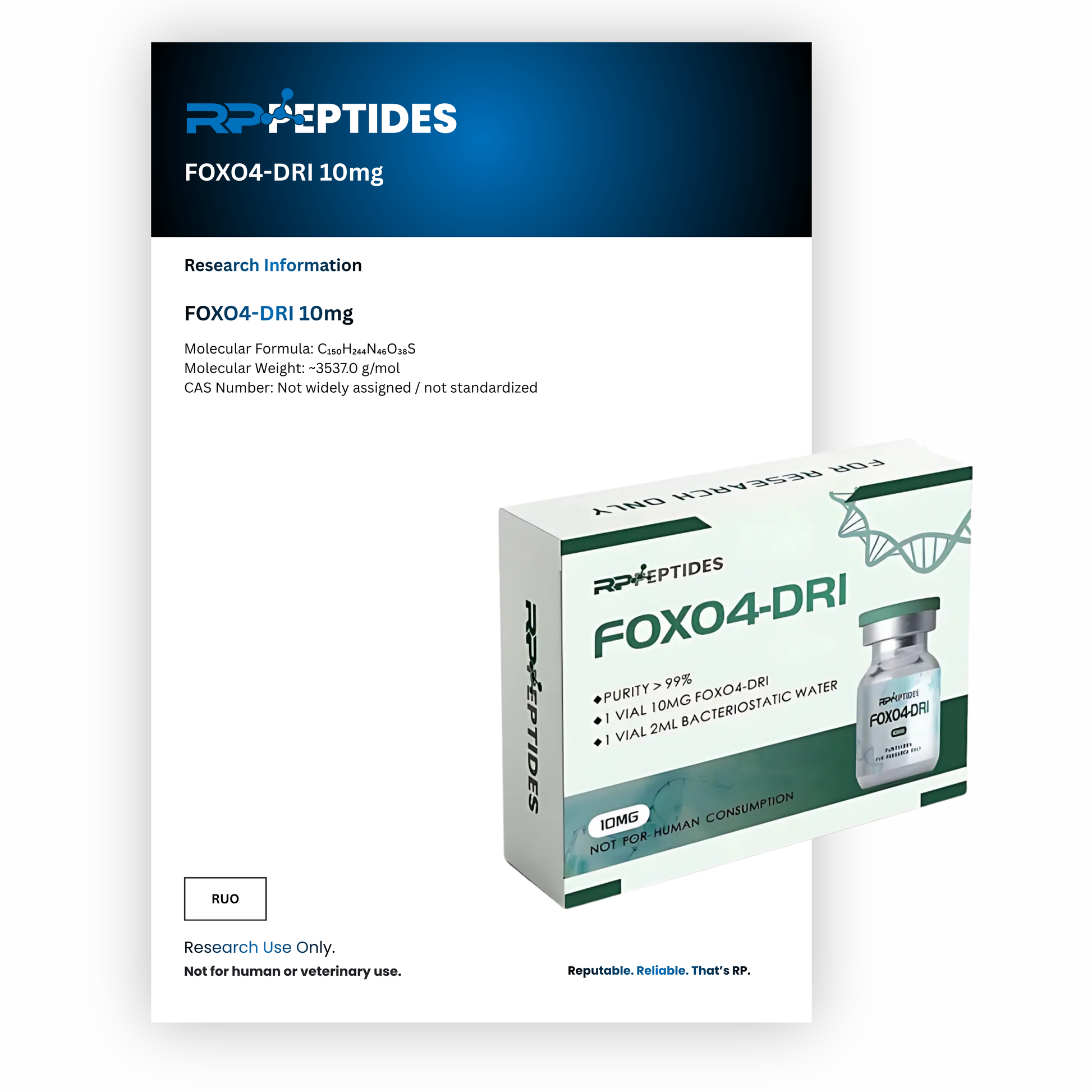 FOXO4-DRI 10mg : Research Only  RP Peptides UK