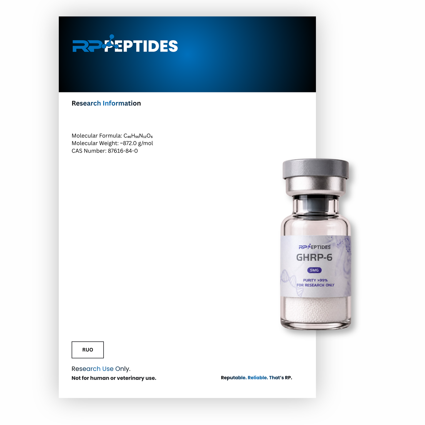 GHRP-6 5MG : Research Only