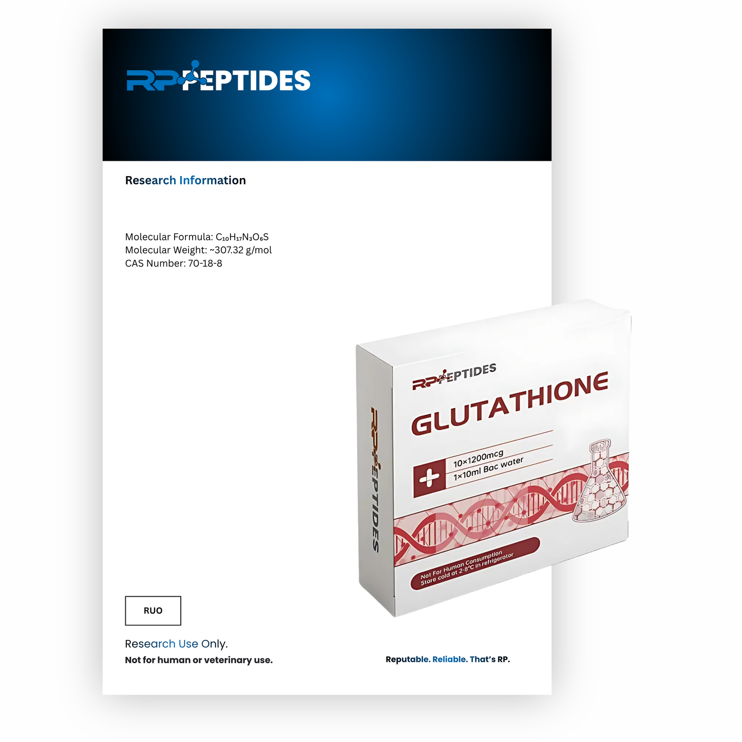 GLUTATHIONE 1200MG x10 : Research Only
