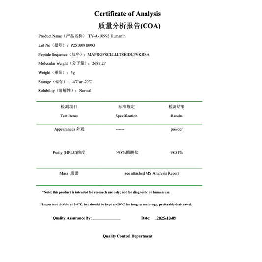 Humanin 10mg: Research Only
