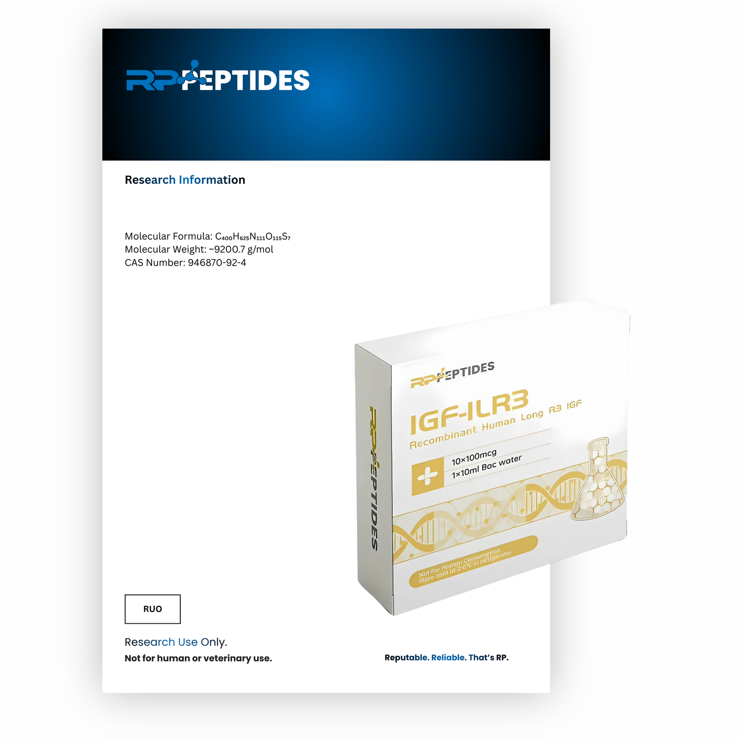 IGF-1LR3 (10 X 100MCG) : Research Only