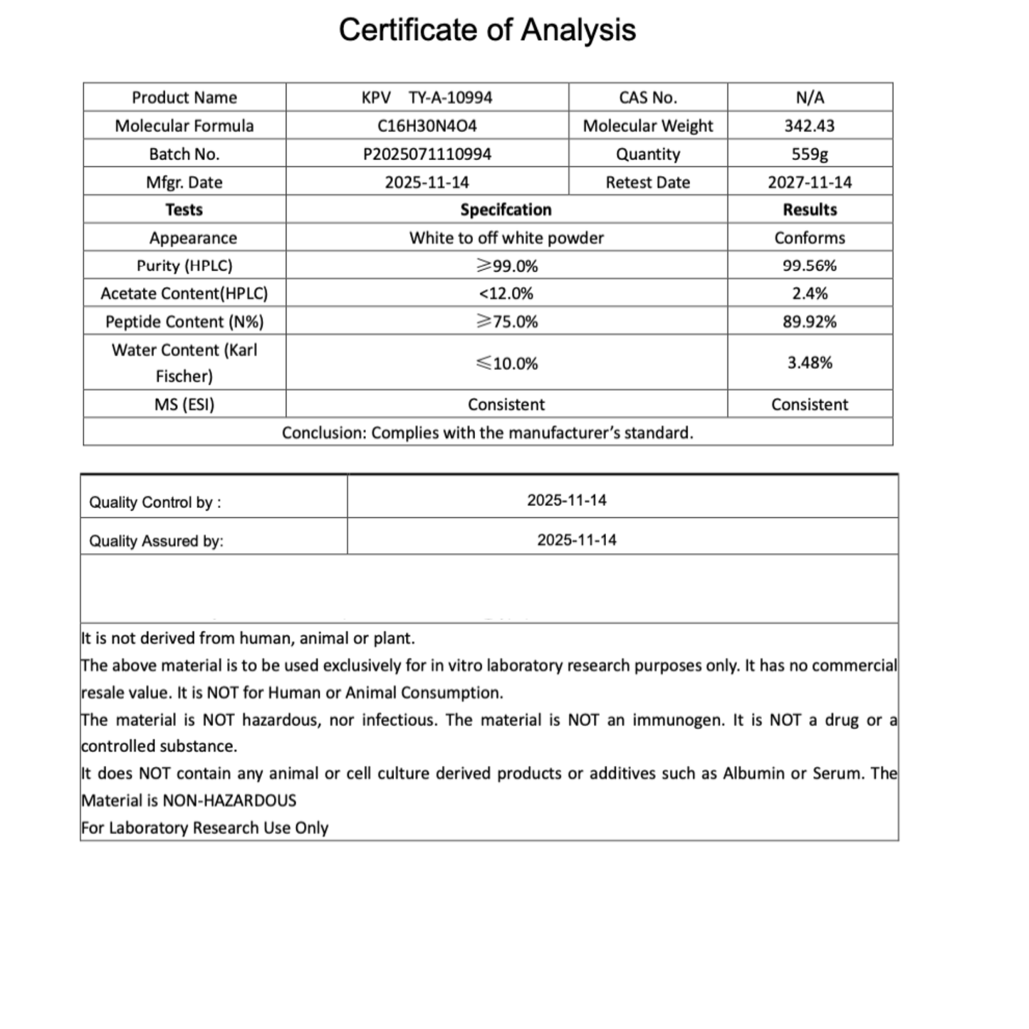 BPC-157 ARG + KPV mix 250mcg x 60caps :  Research Only