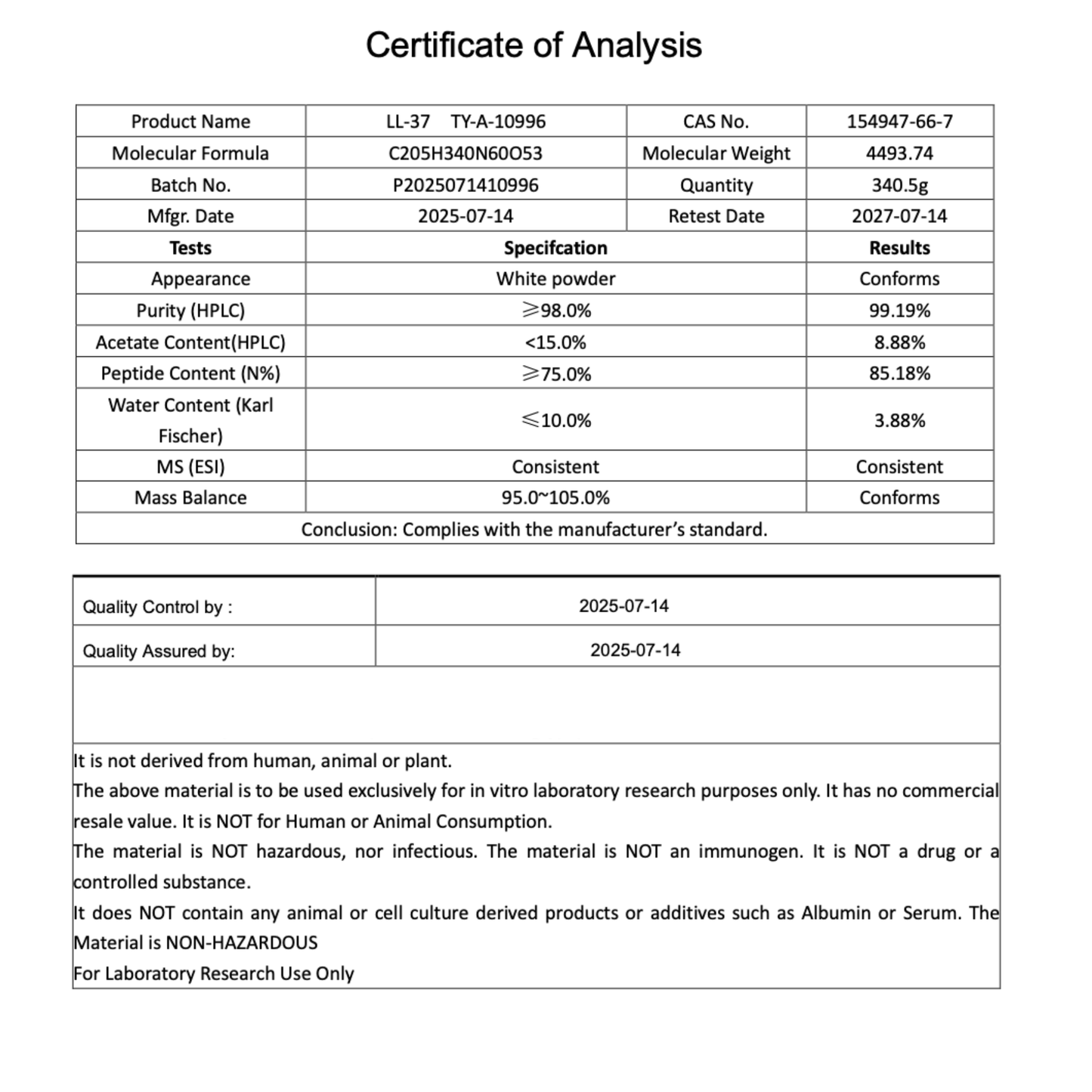 LL-37 5MG : Research Only