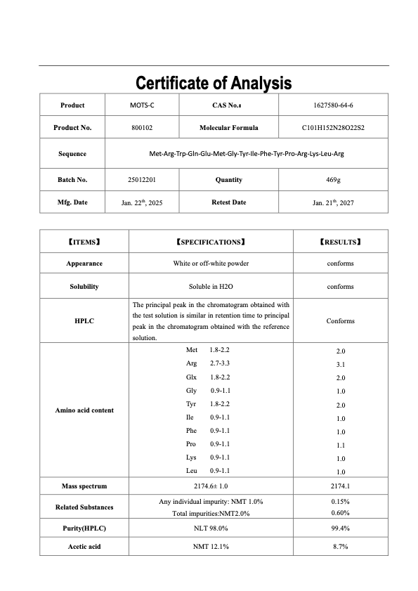 MOTS-C 10MG : Research Only