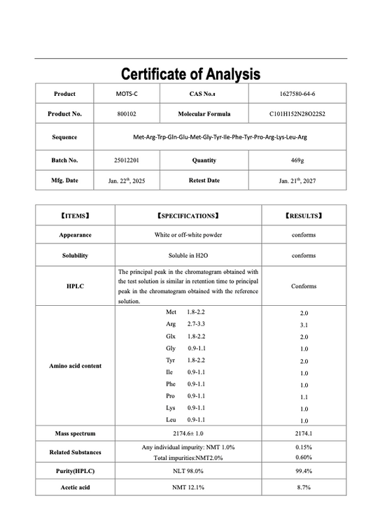 MOTS-C 10MG : Research Only