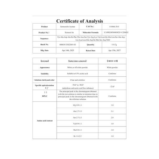 SERMORELIN 5MG : Research Only