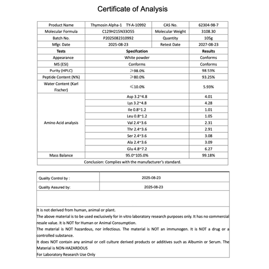 THYMOSIN ALPHA 1 5MG : Research Only