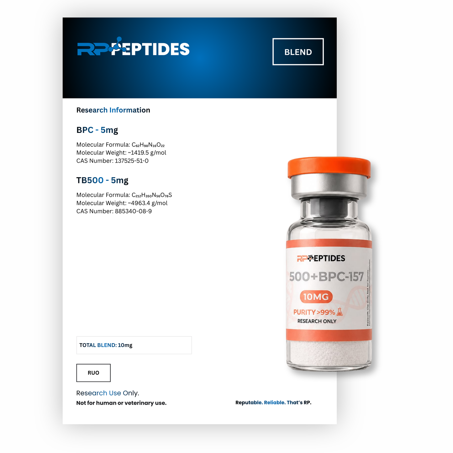 BPC-157 / TB-500 Research Peptide Blend – 10mg