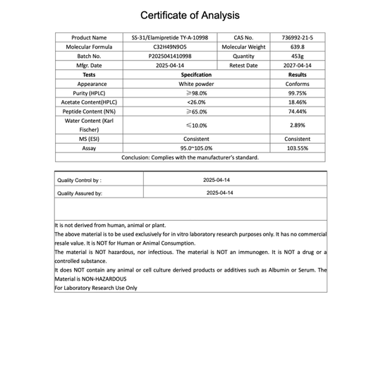 SS-31 10MG : Research Only