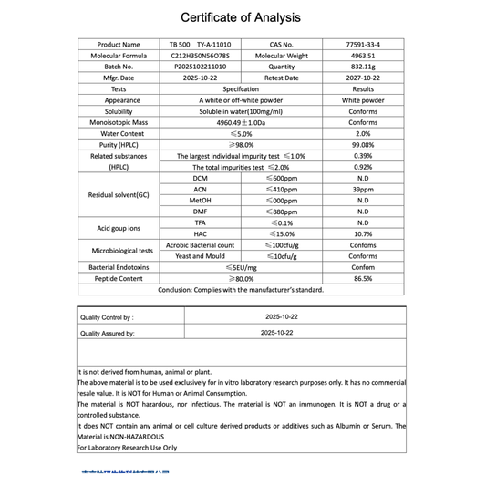TB500 400mcg/caps x 60caps : Research Only